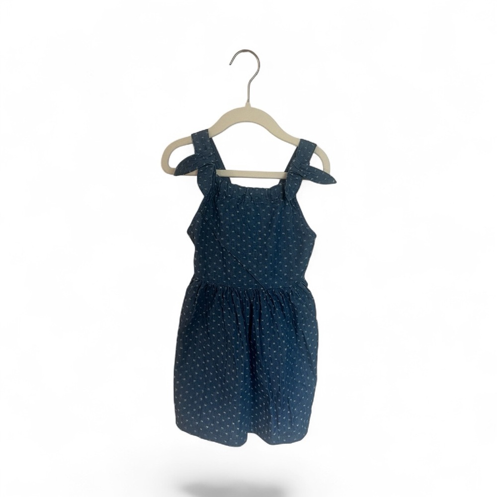2T Vignette Blue Polka Dot Dress with Bow Straps